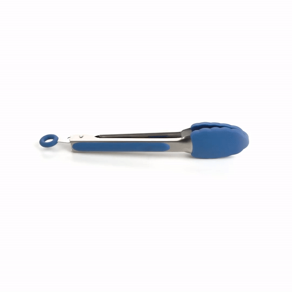 Met Lux Blue Stainless Steel Kitchen Tong - Scalloped - 9" x 1 1/2" x 1" - 1 count box