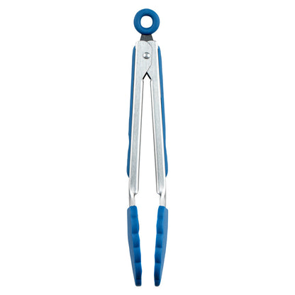 Met Lux Blue Stainless Steel Kitchen Tong - Scalloped - 9" x 1 1/2" x 1" - 1 count box
