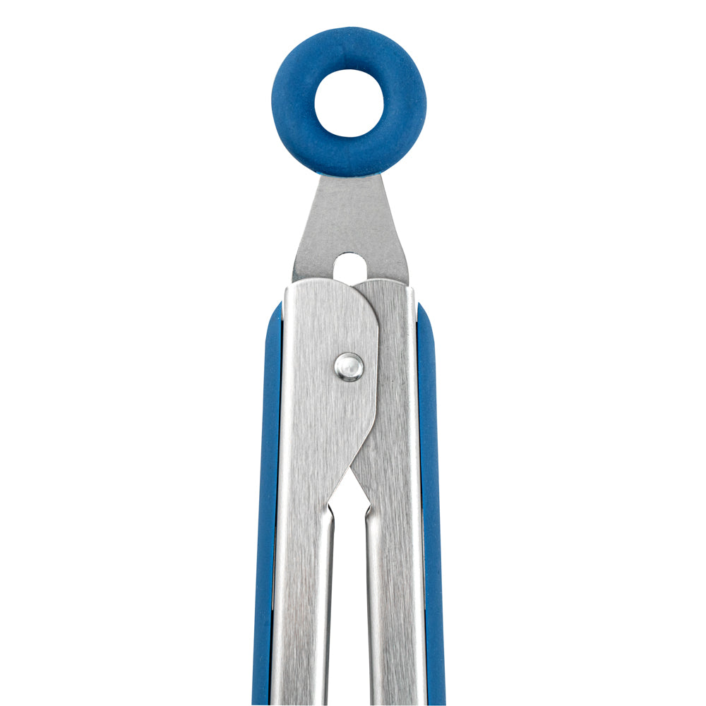 Met Lux Blue Stainless Steel Kitchen Tong - Scalloped - 9" x 1 1/2" x 1" - 1 count box