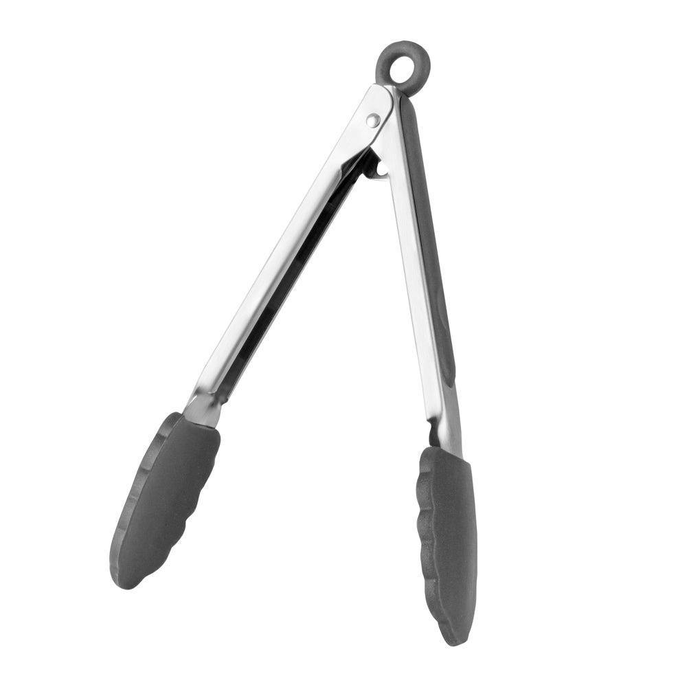 Met Lux Gray Stainless Steel Kitchen Tong - Scalloped - 9" x 1 1/2" x 1" - 1 count box