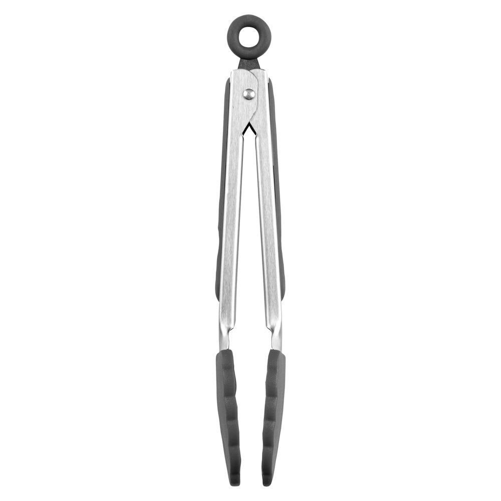 Met Lux Gray Stainless Steel Kitchen Tong - Scalloped - 9" x 1 1/2" x 1" - 1 count box