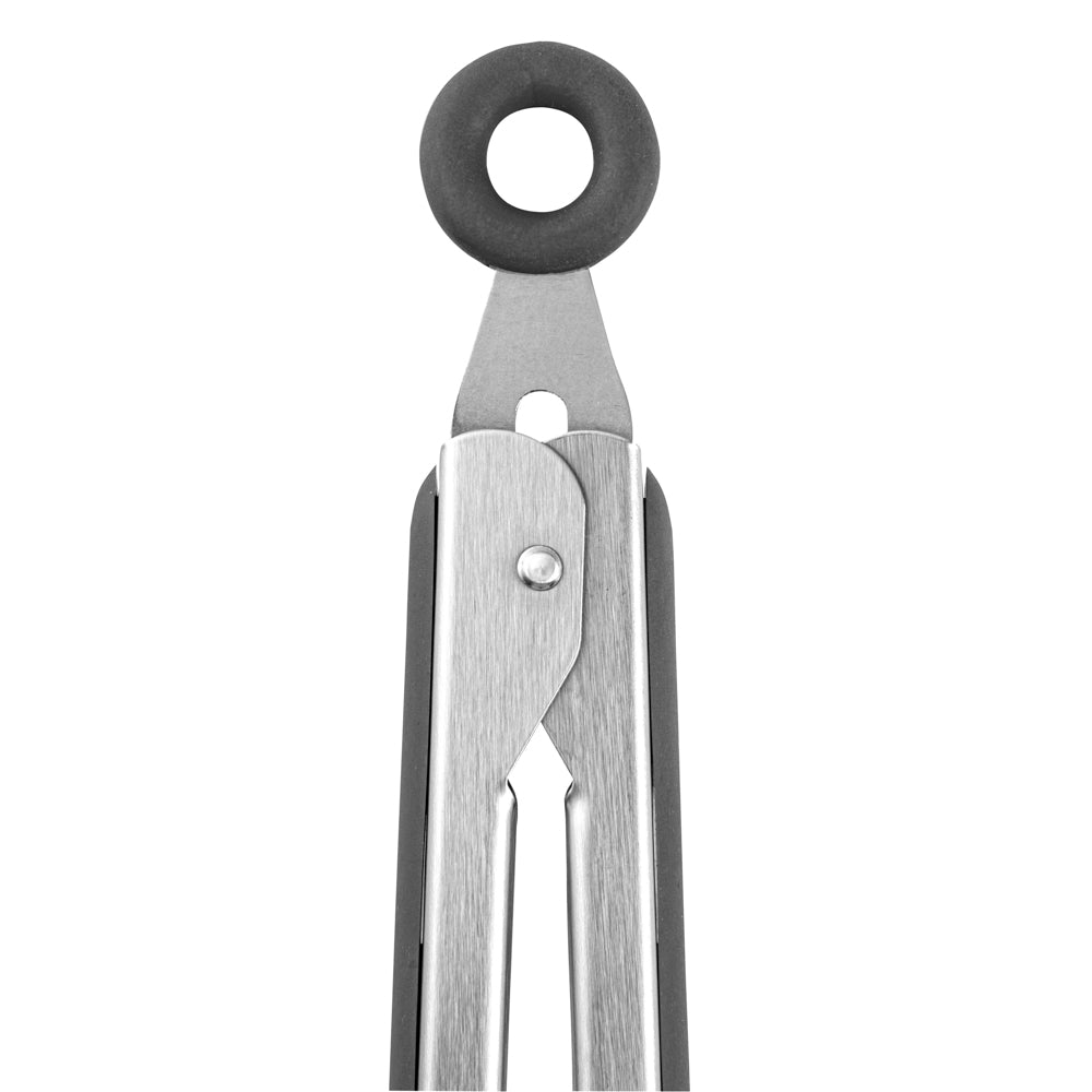Met Lux Gray Stainless Steel Kitchen Tong - Scalloped - 9" x 1 1/2" x 1" - 1 count box