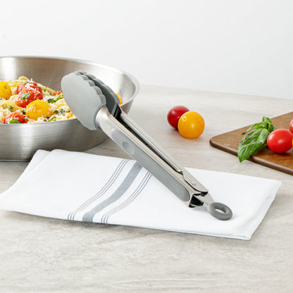 Met Lux Gray Stainless Steel Kitchen Tong - Scalloped - 9" x 1 1/2" x 1" - 1 count box