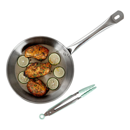 Met Lux Teal Stainless Steel Kitchen Tong - Scalloped - 9" x 1 1/2" x 1" - 1 count box
