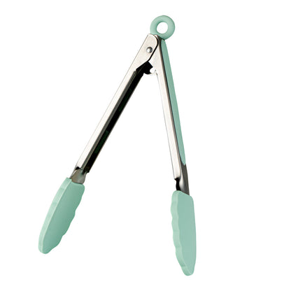 Met Lux Teal Stainless Steel Kitchen Tong - Scalloped - 9" x 1 1/2" x 1" - 1 count box