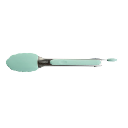 Met Lux Teal Stainless Steel Kitchen Tong - Scalloped - 9" x 1 1/2" x 1" - 1 count box