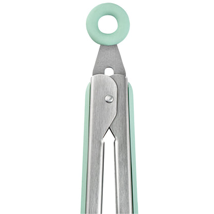 Met Lux Teal Stainless Steel Kitchen Tong - Scalloped - 9" x 1 1/2" x 1" - 1 count box