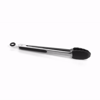 Met Lux Black Stainless Steel Kitchen Tong - Scalloped - 12" x 1 3/4" x 1" - 1 count box