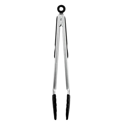 Met Lux Black Stainless Steel Kitchen Tong - Scalloped - 12" x 1 3/4" x 1" - 1 count box