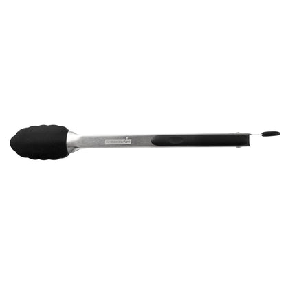 Met Lux Black Stainless Steel Kitchen Tong - Scalloped - 12" x 1 3/4" x 1" - 1 count box