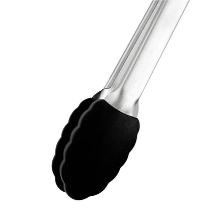 Met Lux Black Stainless Steel Kitchen Tong - Scalloped - 12" x 1 3/4" x 1" - 1 count box