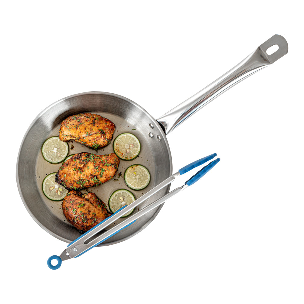 Met Lux Blue Stainless Steel Kitchen Tong - Scalloped - 12" x 1 3/4" x 1" - 1 count box