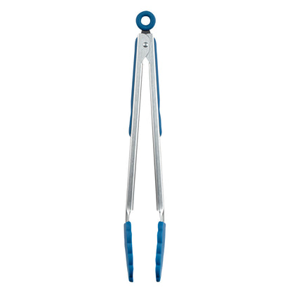 Met Lux Blue Stainless Steel Kitchen Tong - Scalloped - 12" x 1 3/4" x 1" - 1 count box