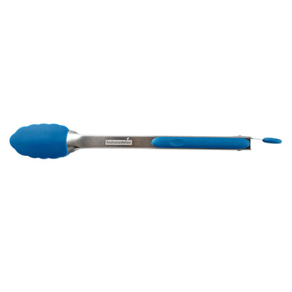 Met Lux Blue Stainless Steel Kitchen Tong - Scalloped - 12" x 1 3/4" x 1" - 1 count box