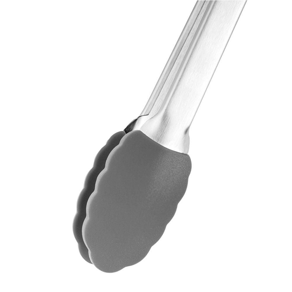 Met Lux Gray Stainless Steel Kitchen Tong - Scalloped - 12" x 1 3/4" x 1" - 1 count box