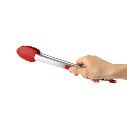 Met Lux Red Stainless Steel Kitchen Tong - Scalloped - 12" x 1 3/4" x 1" - 1 count box