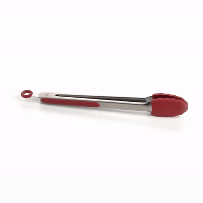 Met Lux Red Stainless Steel Kitchen Tong - Scalloped - 12" x 1 3/4" x 1" - 1 count box