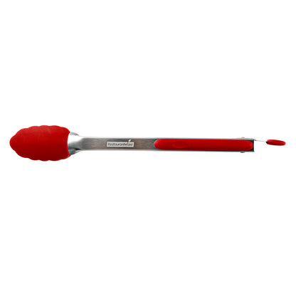 Met Lux Red Stainless Steel Kitchen Tong - Scalloped - 12" x 1 3/4" x 1" - 1 count box