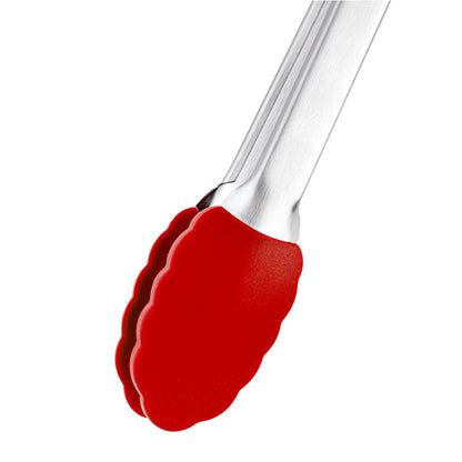 Met Lux Red Stainless Steel Kitchen Tong - Scalloped - 12" x 1 3/4" x 1" - 1 count box