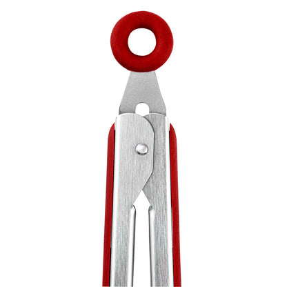 Met Lux Red Stainless Steel Kitchen Tong - Scalloped - 12" x 1 3/4" x 1" - 1 count box
