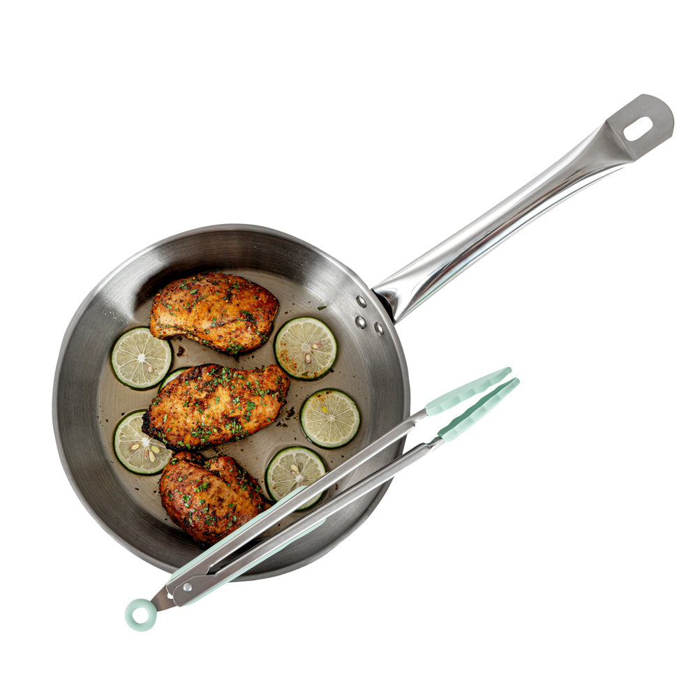 Met Lux Teal Stainless Steel Kitchen Tong - Scalloped - 12" x 1 3/4" x 1" - 1 count box