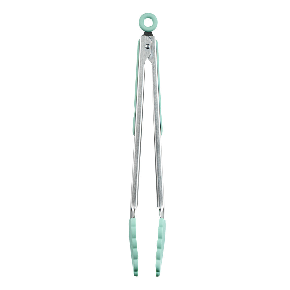 Met Lux Teal Stainless Steel Kitchen Tong - Scalloped - 12" x 1 3/4" x 1" - 1 count box