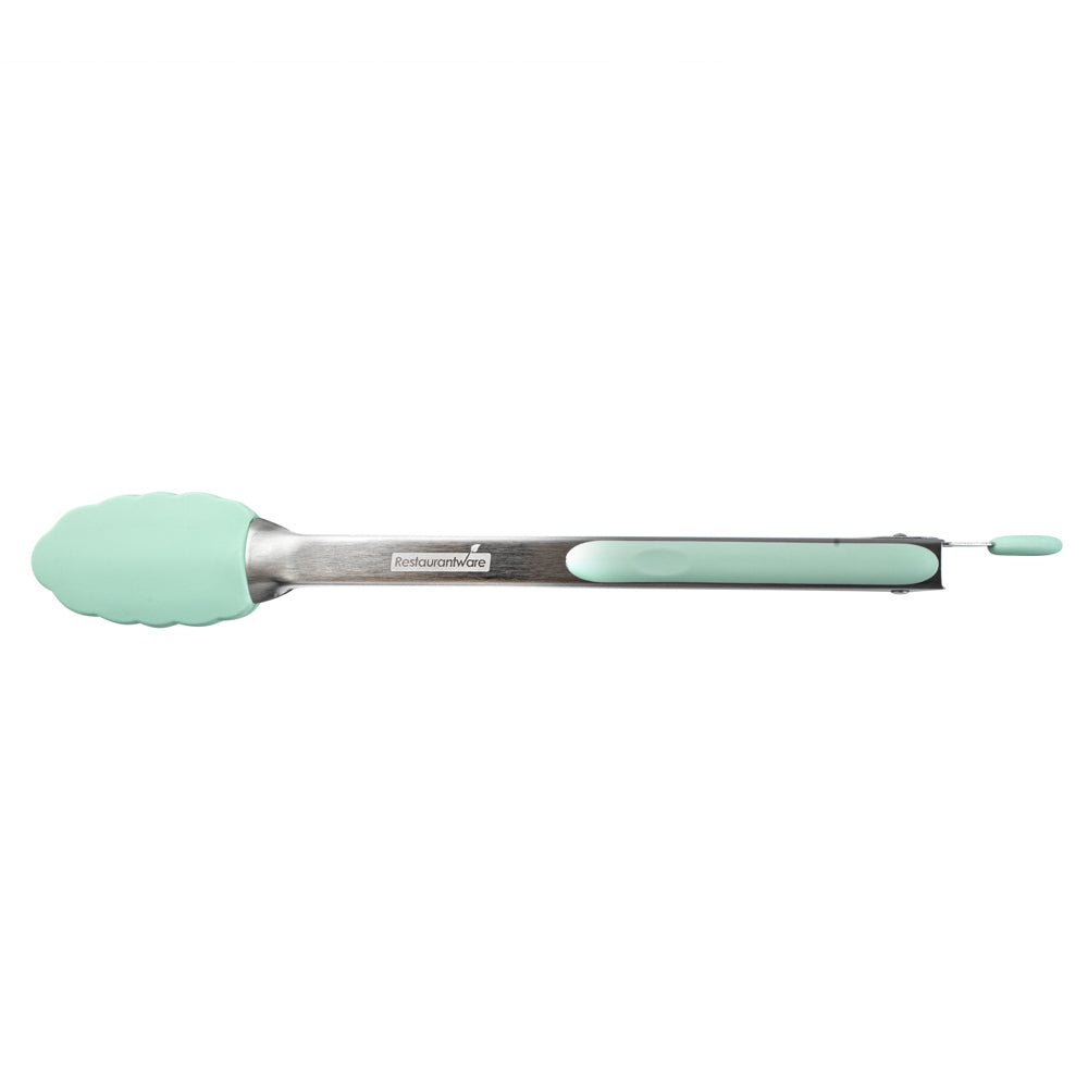 Met Lux Teal Stainless Steel Kitchen Tong - Scalloped - 12" x 1 3/4" x 1" - 1 count box