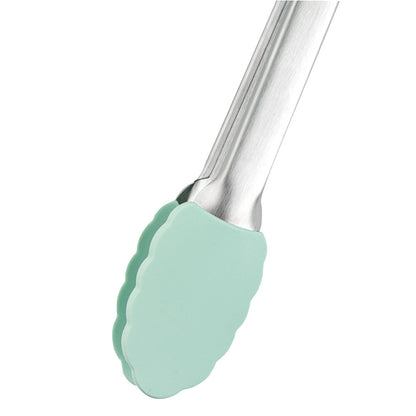 Met Lux Teal Stainless Steel Kitchen Tong - Scalloped - 12" x 1 3/4" x 1" - 1 count box