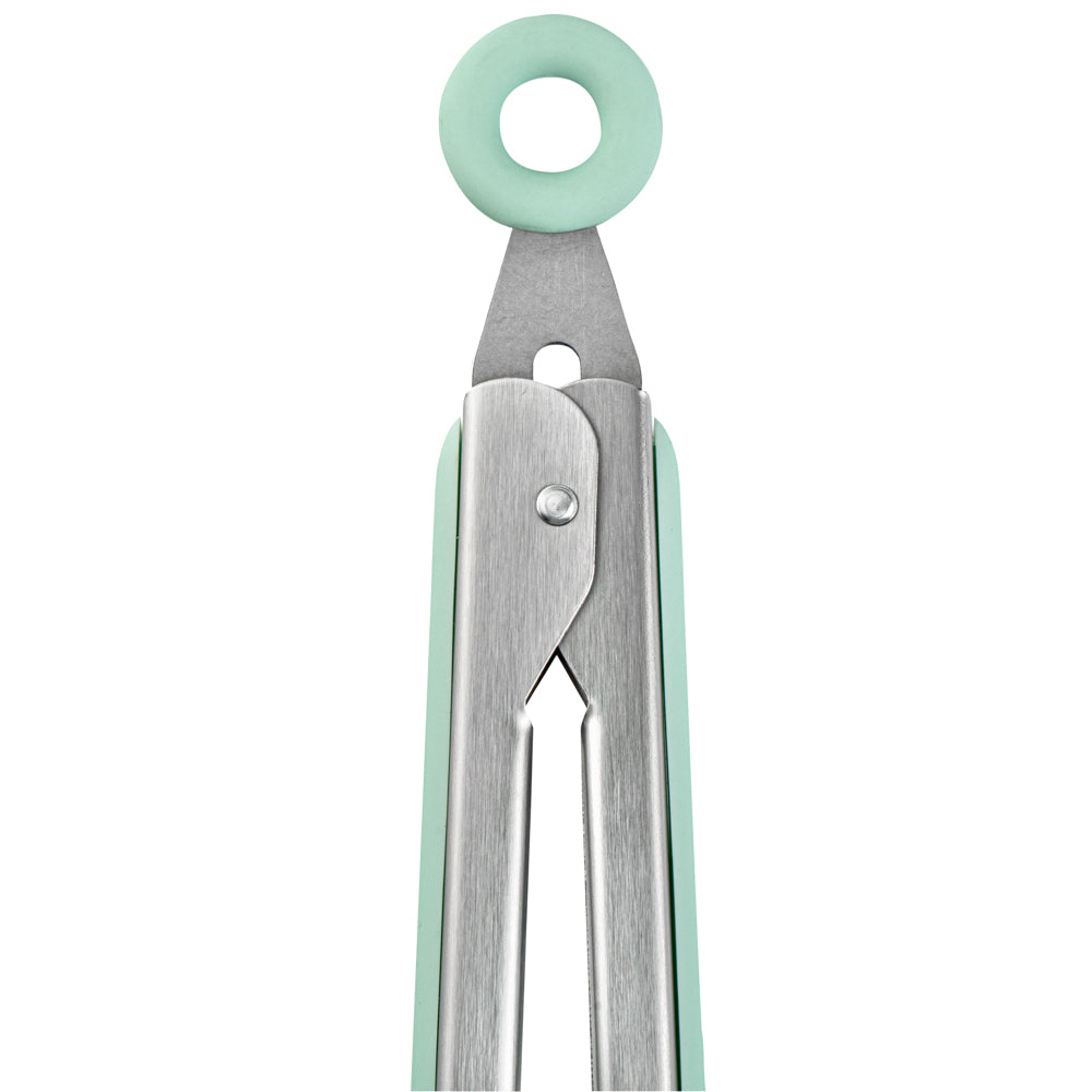 Met Lux Teal Stainless Steel Kitchen Tong - Scalloped - 12" x 1 3/4" x 1" - 1 count box