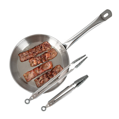 Met Lux Gray Stainless Steel 2-Piece Kitchen Tong Set - Scalloped - 12" x 1 3/4" x 2" - 1 count box