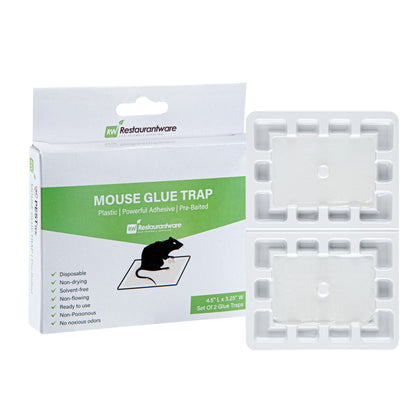 Pest Tek Plastic Mouse Glue Trap - Set of 2 - 4 1/2" x 3 1/4" x 1/2" - 1 count box