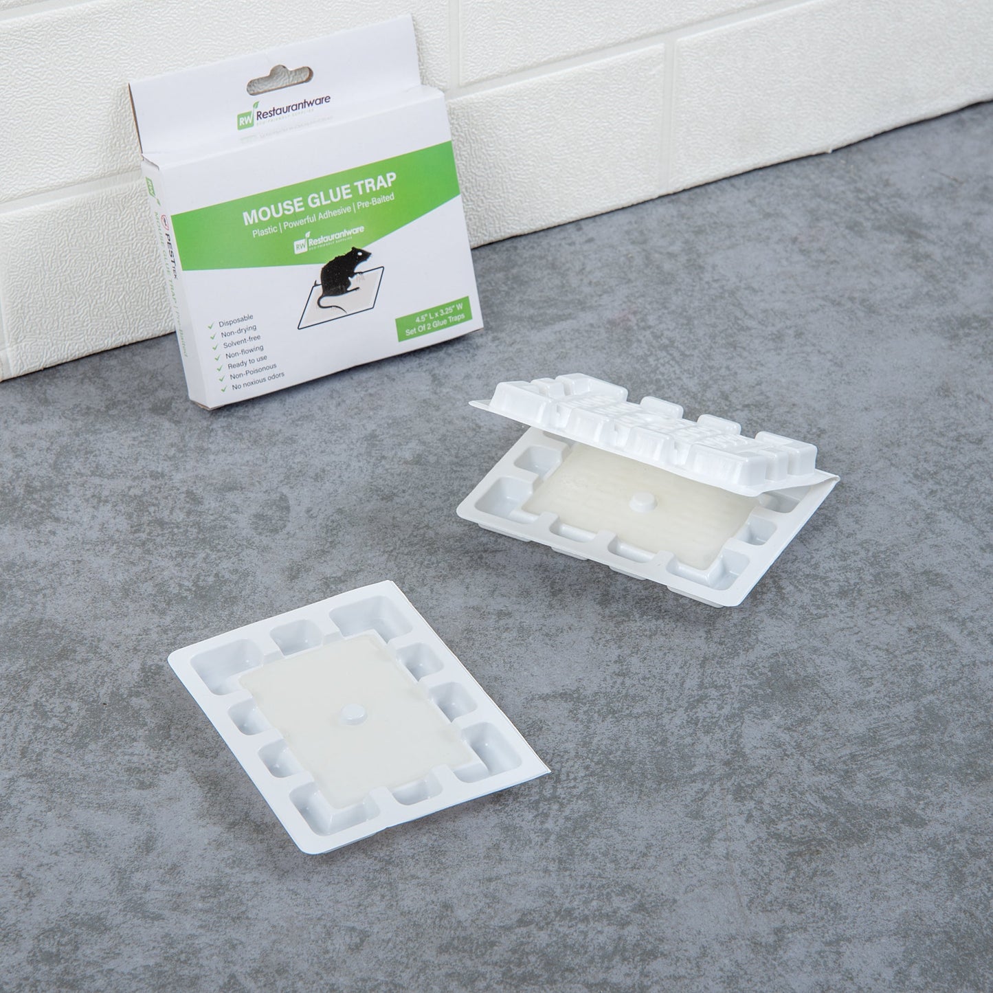 Pest Tek Plastic Mouse Glue Trap - Set of 2 - 4 1/2" x 3 1/4" x 1/2" - 1 count box