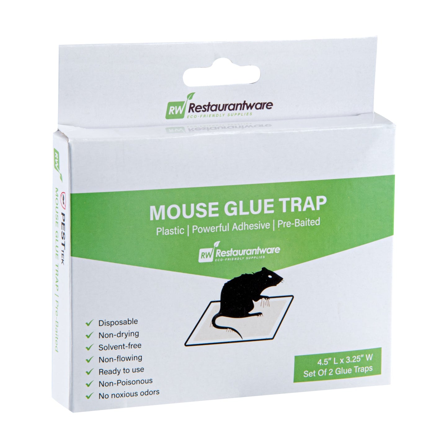 Pest Tek Plastic Mouse Glue Trap - Set of 2 - 4 1/2" x 3 1/4" x 1/2" - 10 count box