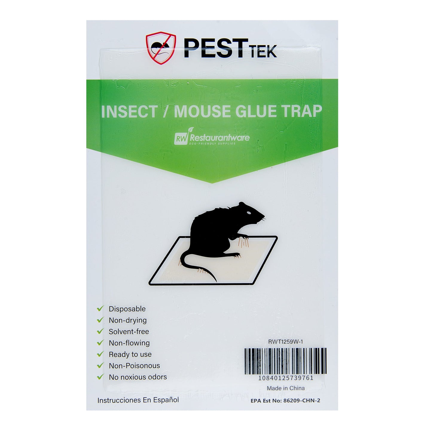 Pest Tek Paper Insect / Mouse Glue Board Trap - Set of 2 - 8 1/4" x 5 1/4" - 1 count box