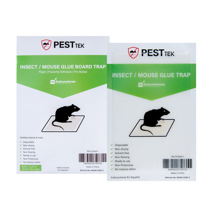 Pest Tek Paper Insect / Mouse Glue Board Trap - Set of 2 - 8 1/4" x 5 1/4" - 1 count box