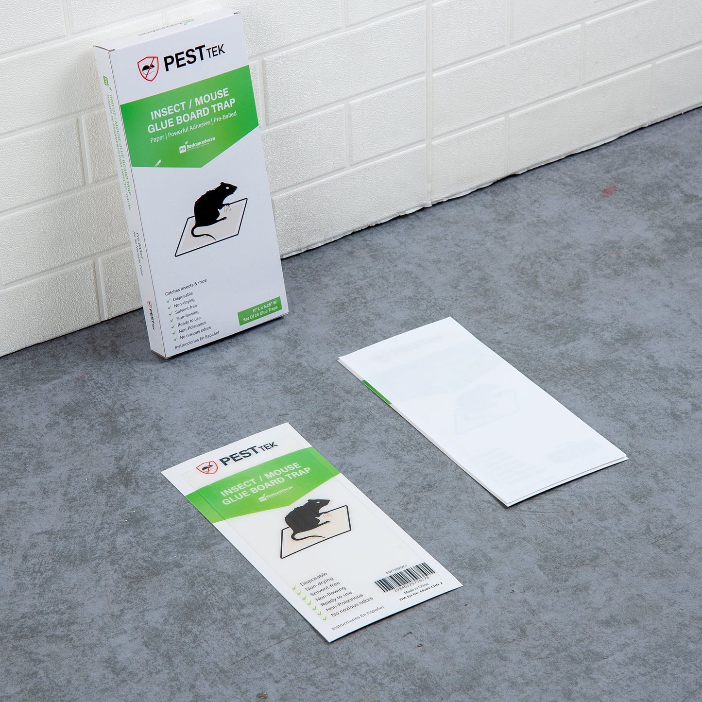 Pest Tek Paper Insect / Mouse Glue Board Trap - Set of 24 - 11" x 5 1/4" - 10 count box