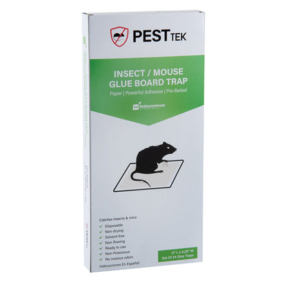 Pest Tek Paper Insect / Mouse Glue Board Trap - Set of 24 - 11" x 5 1/4" - 10 count box