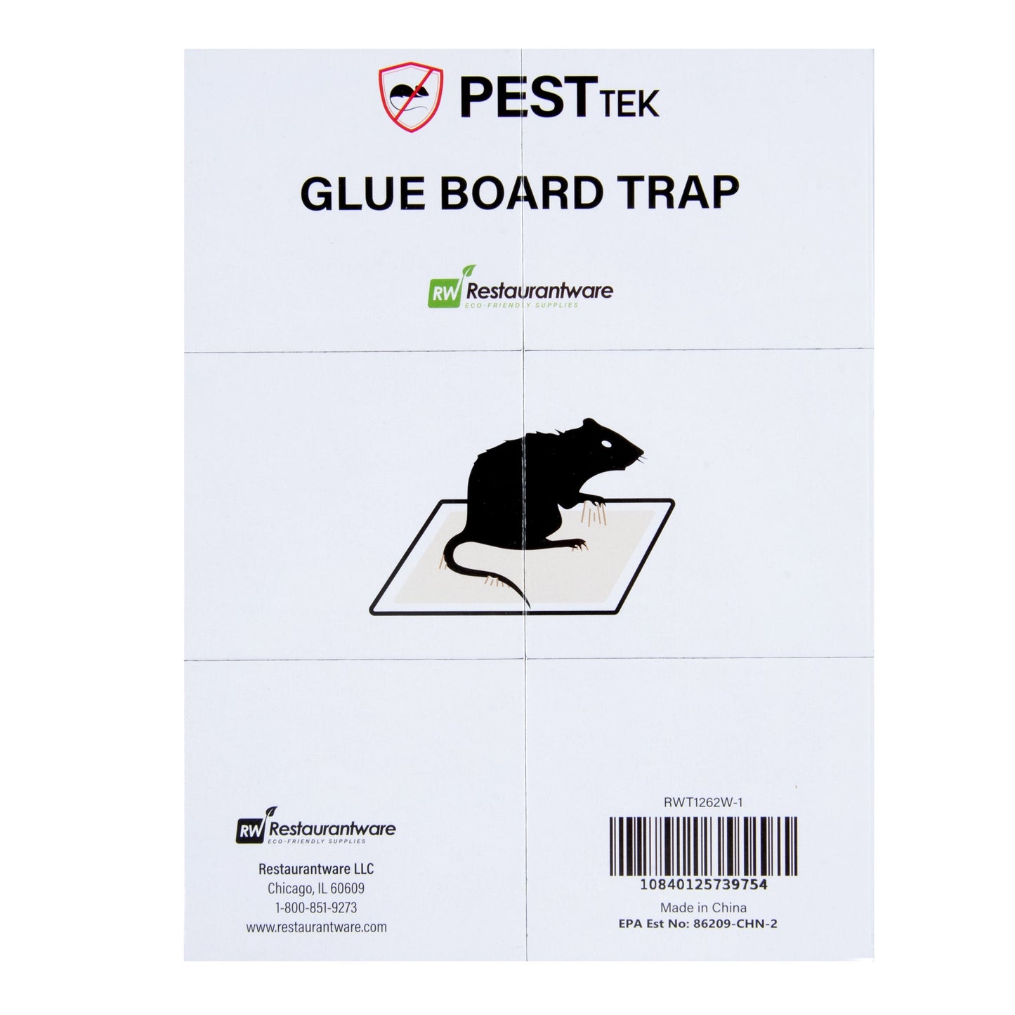 Pest Tek Paper Glue Board Trap - for Rat, Mouse, Snake and Roach - 8 1/2" x 6 1/2" x 1/2" - 10 count box
