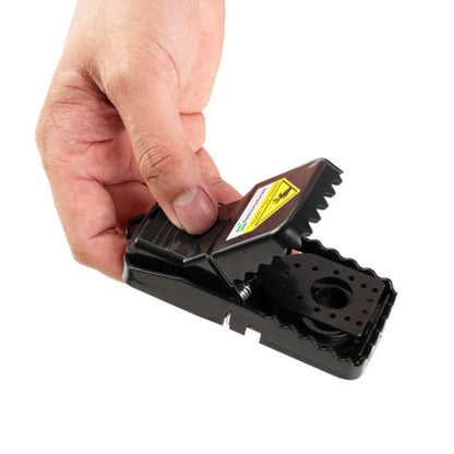 Pest Tek Black Plastic Mouse Trap - Interlocking Teeth, Reusable - 4 1/2" x 2" x 2 1/4" - 2 count box