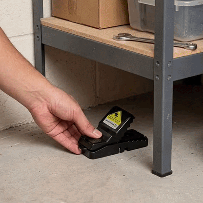 Pest Tek Black Plastic Mouse Trap - Interlocking Teeth, Reusable - 4 1/2" x 2" x 2 1/4" - 2 count box