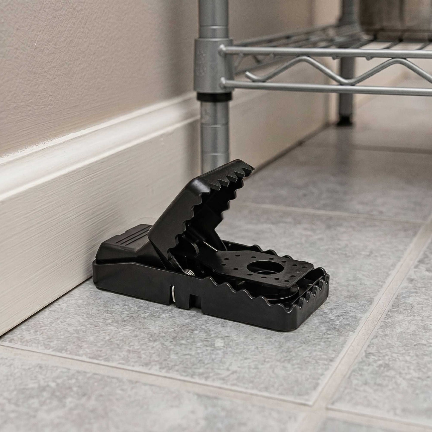 Pest Tek Black Plastic Mouse Trap - Interlocking Teeth, Reusable - 4 1/2" x 2" x 2 1/4" - 2 count box