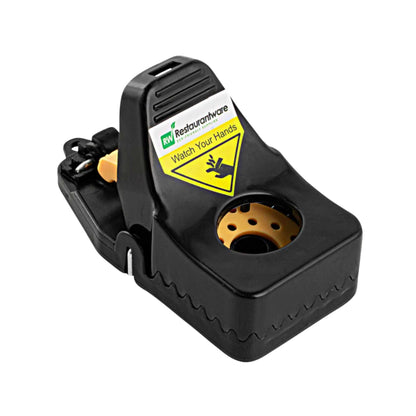 Pest Tek Black Plastic Mouse Trap - Interlocking Teeth, Open Top, Reusable - 4 1/2" x 2" x 2 1/4" - 6 count box