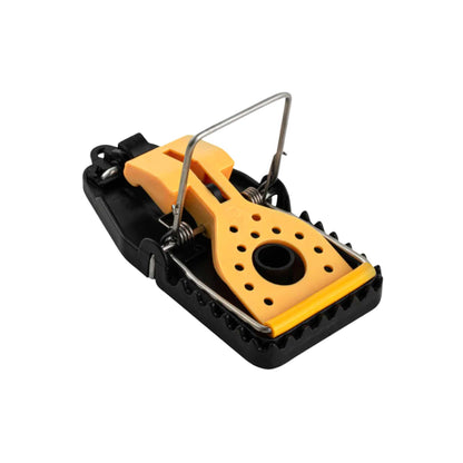 Pest Tek Yellow and Black Plastic Mouse Trap - Kill Bar, Reusable - 4 1/2" x 2" x 2 1/4" - 6 count box