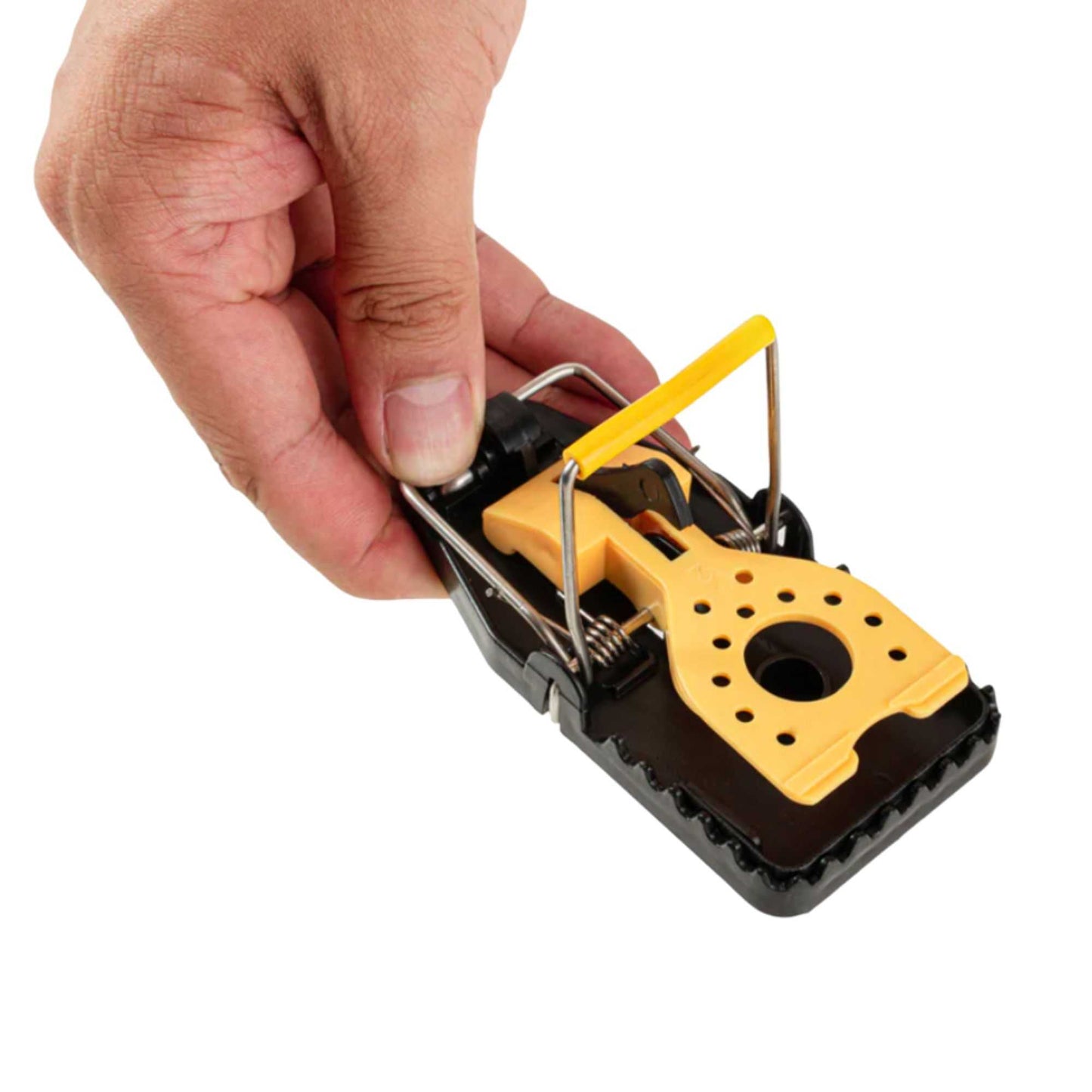 Pest Tek Yellow and Black Plastic Mouse Trap - Kill Bar, Reusable - 4 1/2" x 2" x 2 1/4" - 2 count box
