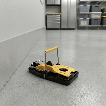 Pest Tek Yellow and Black Plastic Mouse Trap - Kill Bar, Reusable - 4 1/2" x 2" x 2 1/4" - 6 count box