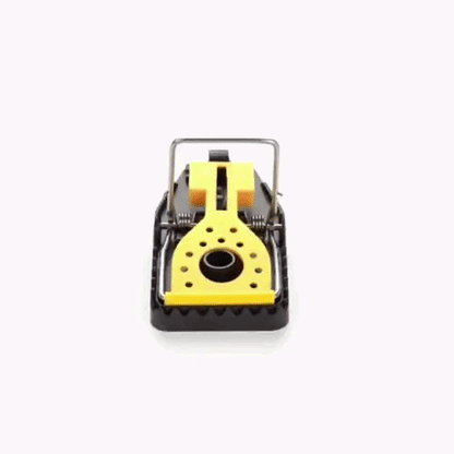 Pest Tek Yellow and Black Plastic Mouse Trap - Kill Bar, Reusable - 4 1/2" x 2" x 2 1/4" - 6 count box