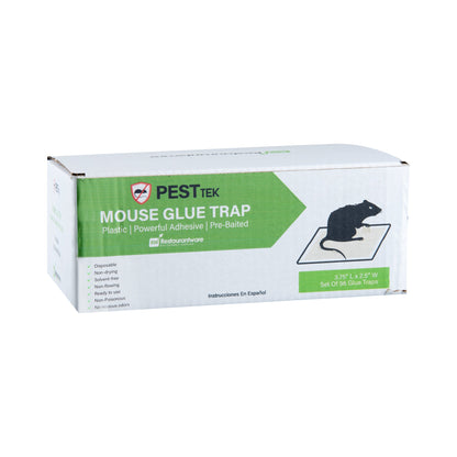 Pest Tek Plastic Mouse Glue Trap - Set of 96 - 3 3/4" x 2 1/2" x 1/2" - 1 count box