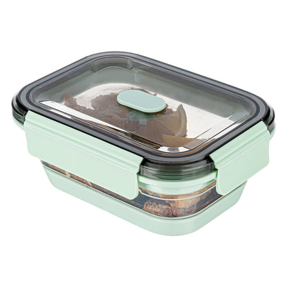 Fresh Hero 27 oz Green Plastic Airtight Food Storage Container - with Vented Lid, Collapsible - 7 1/4" x 5 1/2" x 2 3/4" - 1 count box