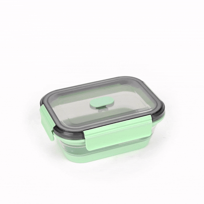 Fresh Hero 27 oz Green Plastic Airtight Food Storage Container - with Vented Lid, Collapsible - 7 1/4" x 5 1/2" x 2 3/4" - 1 count box