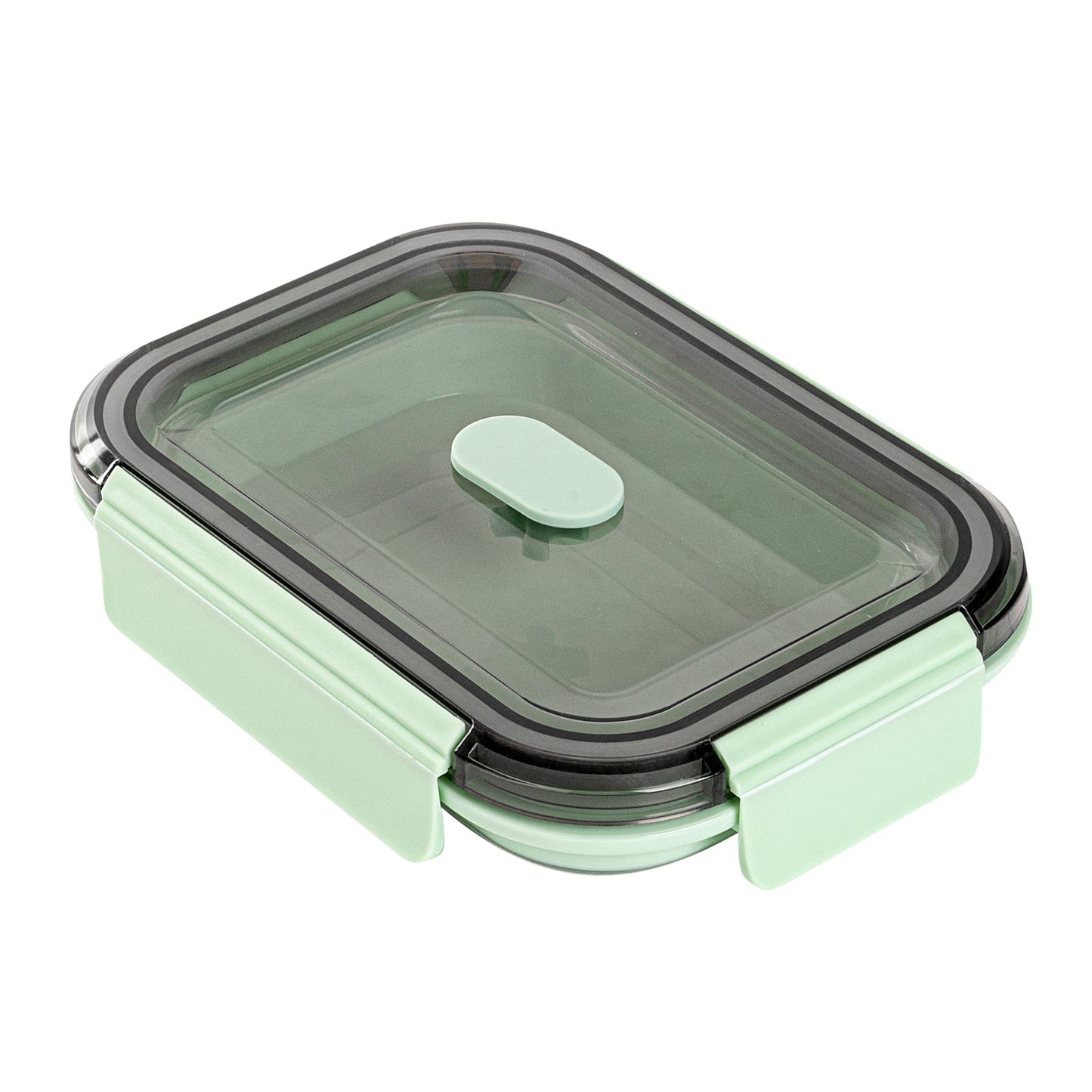 Fresh Hero 27 oz Green Plastic Airtight Food Storage Container - with Vented Lid, Collapsible - 7 1/4" x 5 1/2" x 2 3/4" - 1 count box